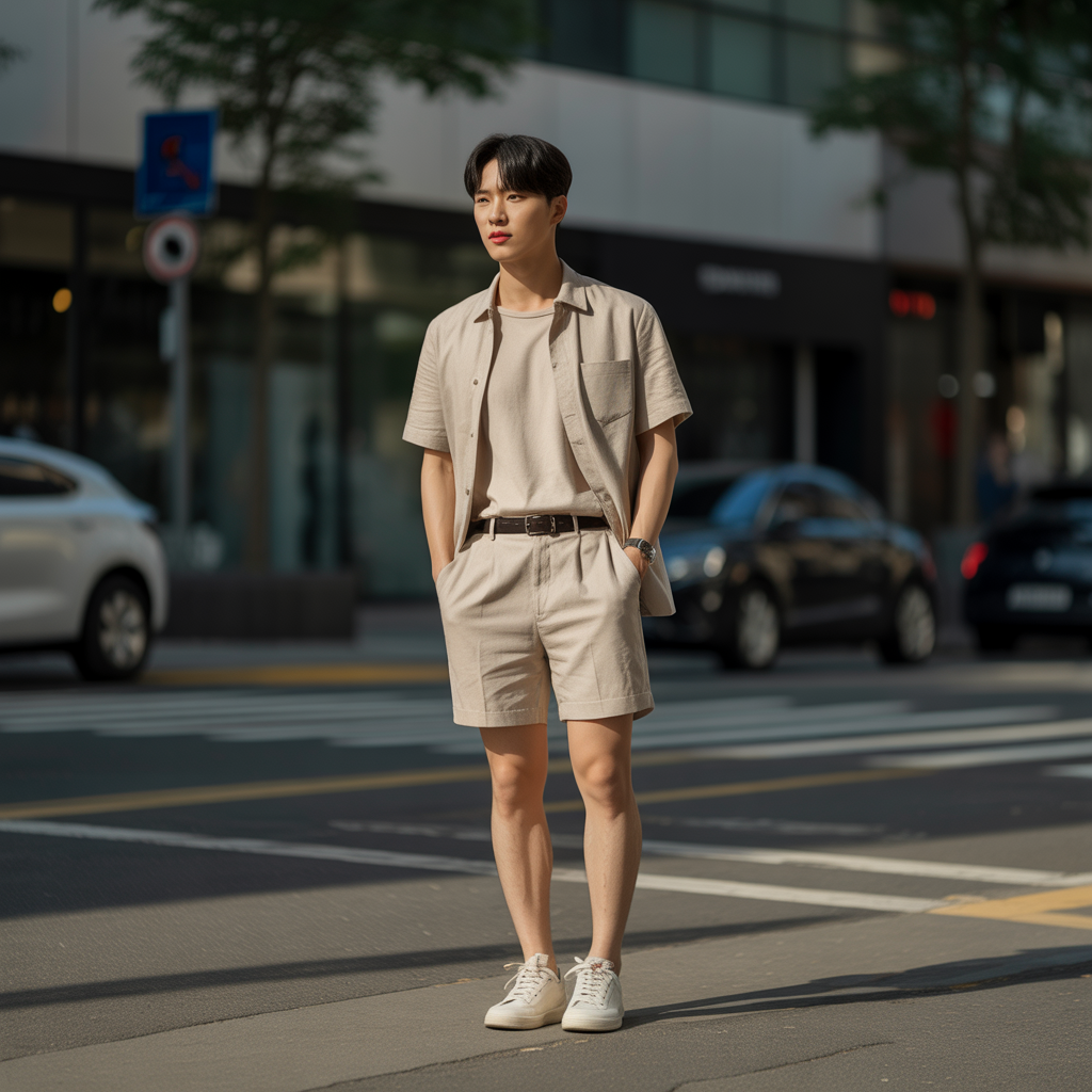 korean mens summer style rocking shorts with confidence