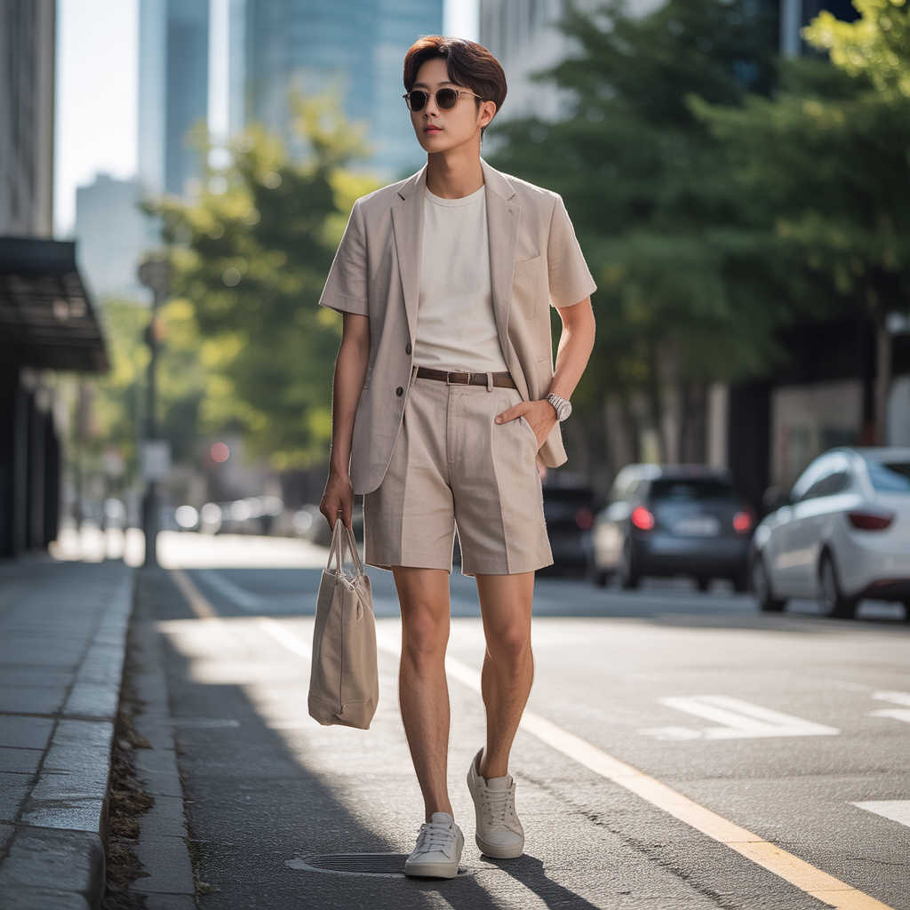 korean mens summer style rocking shorts with confidence