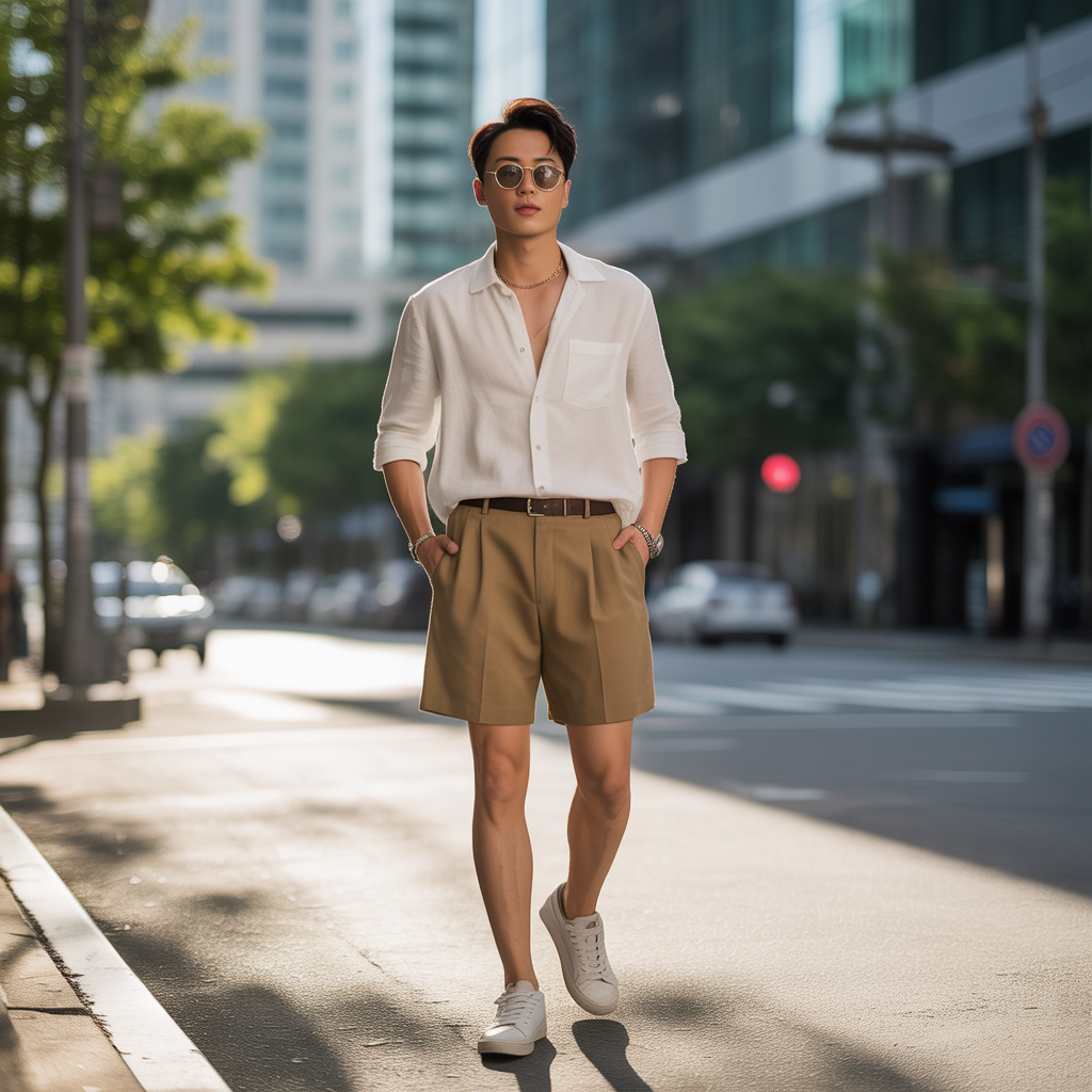 korean mens summer style rocking shorts with confidence