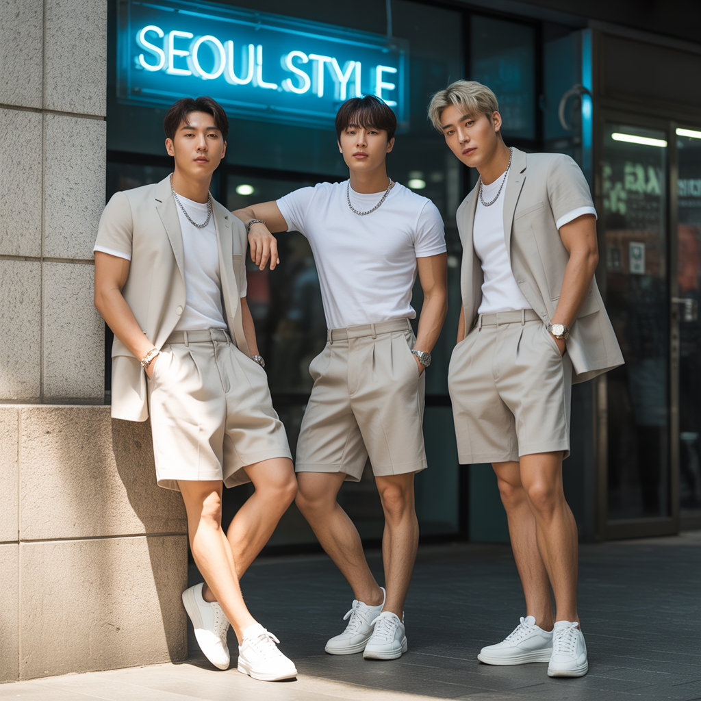 korean mens summer style rocking shorts with confidence
