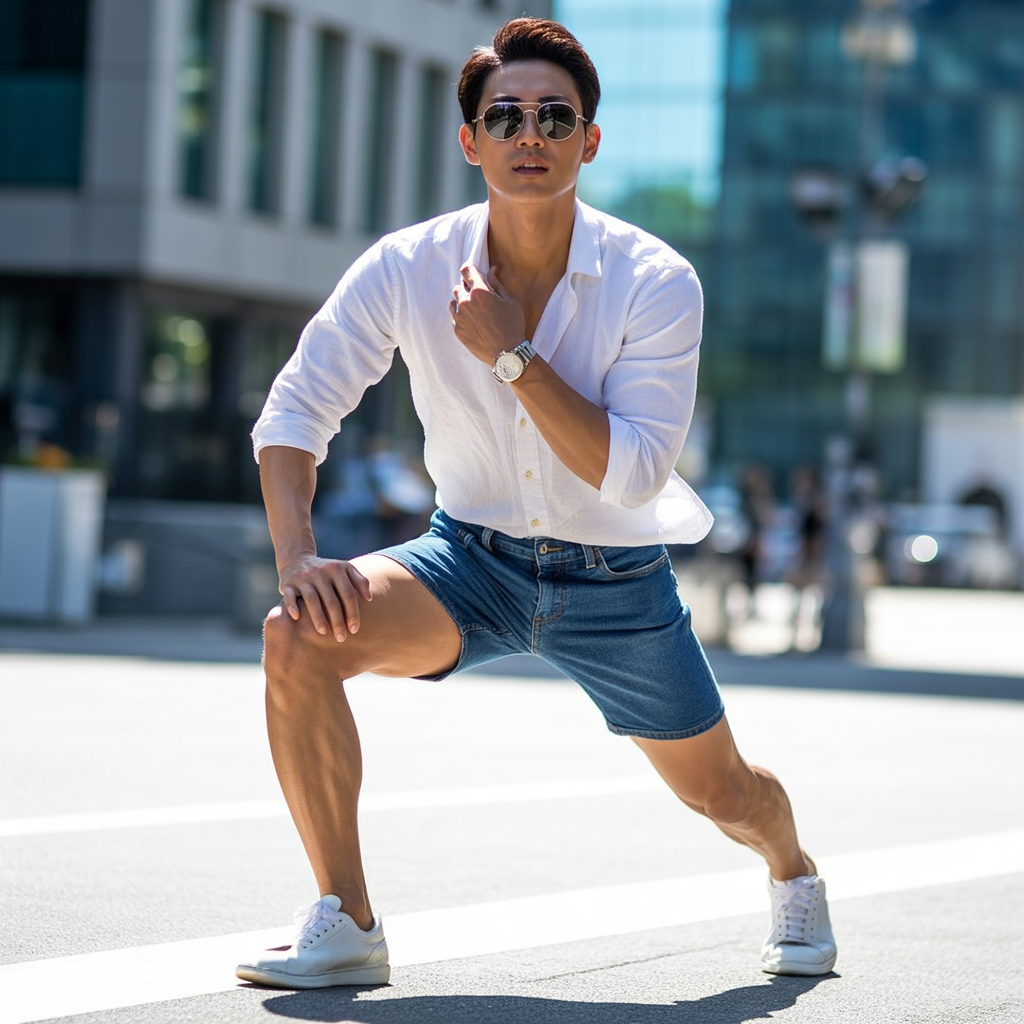 korean mens summer style rocking shorts with confidence