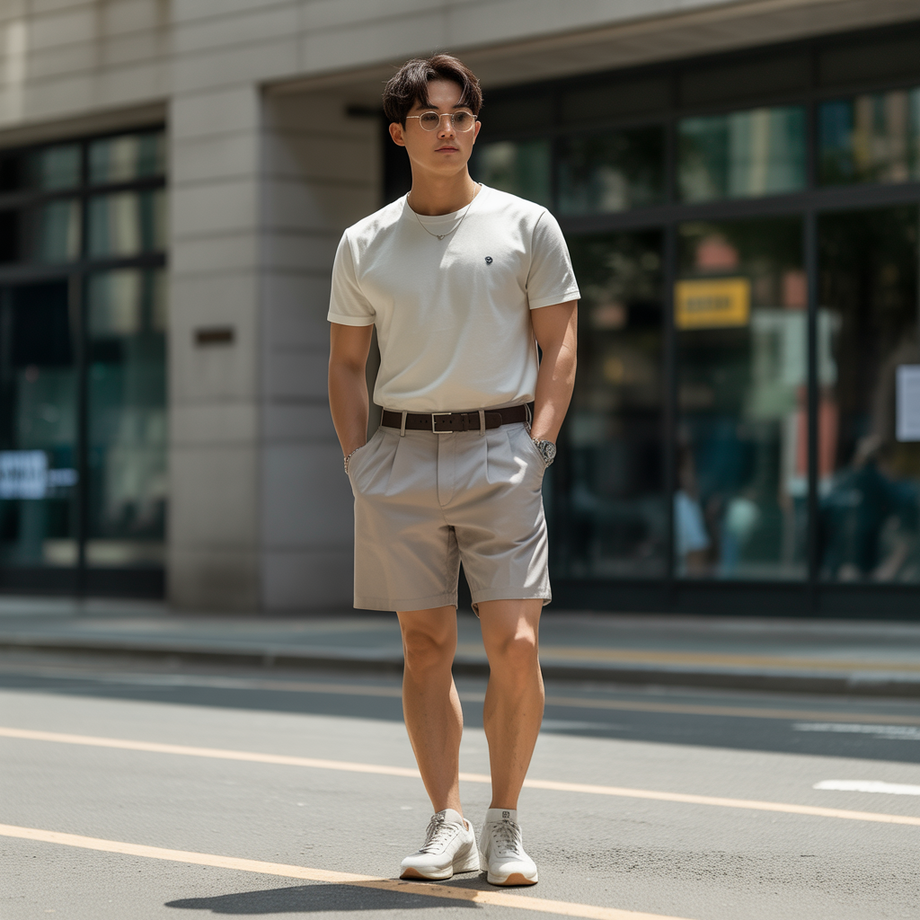 korean mens summer style rocking shorts with confidence