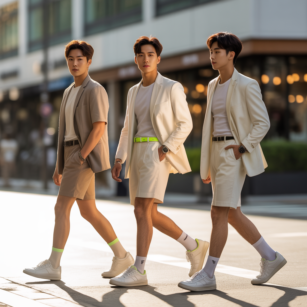 korean mens summer style rocking shorts with confidence