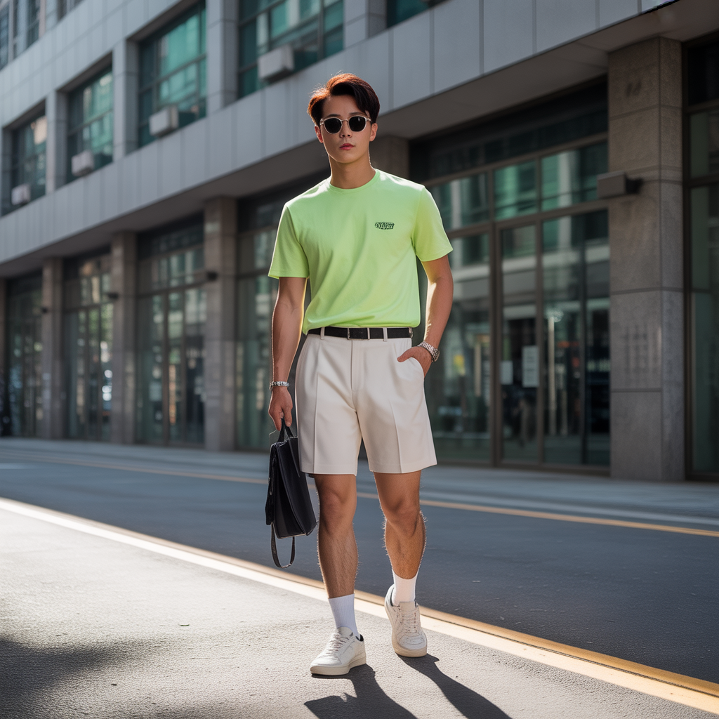 korean mens summer style rocking shorts with confidence