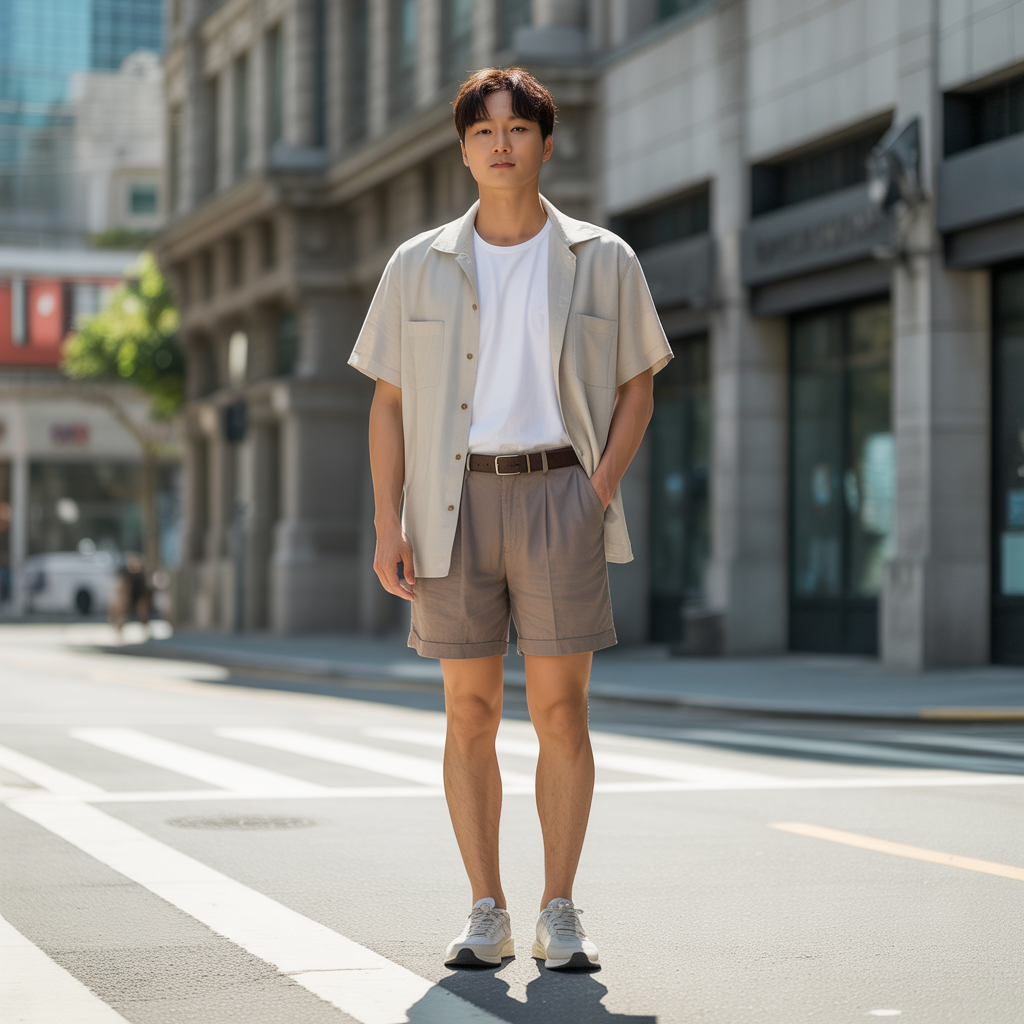 korean mens summer style rocking shorts with confidence