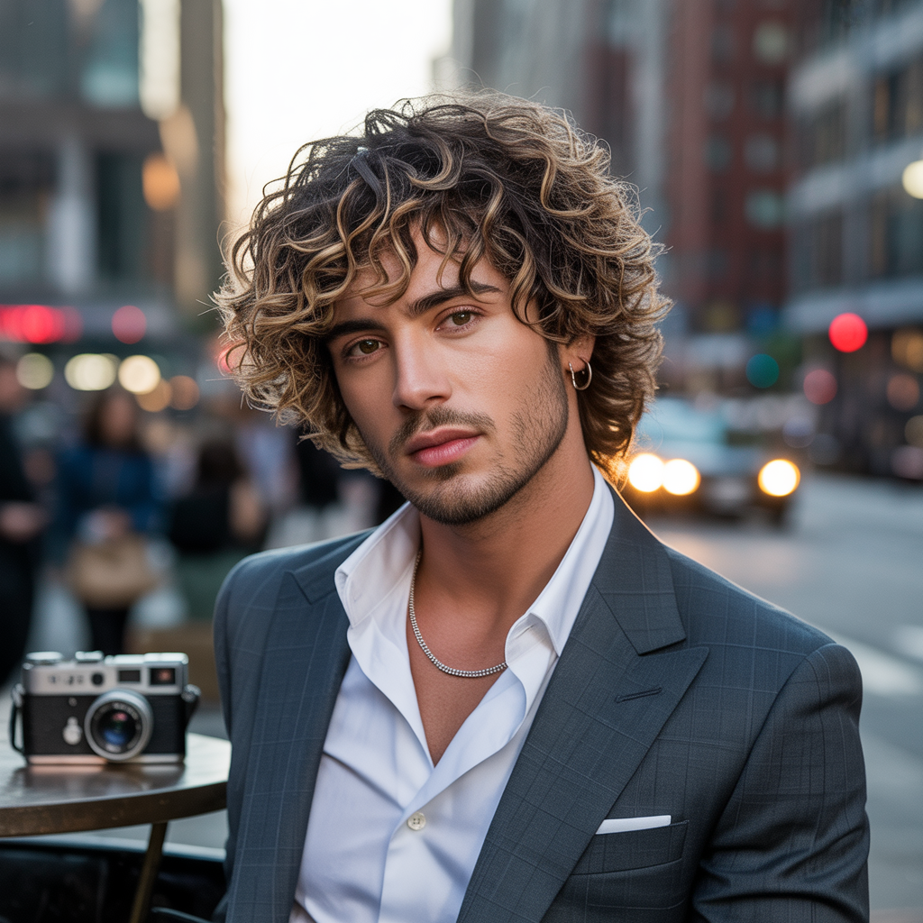 layered haircuts for men with curly hair