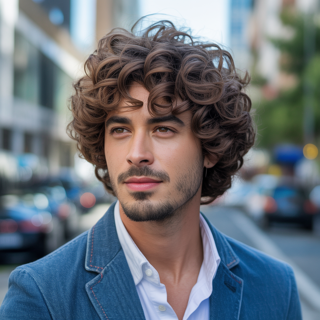 layered haircuts for men with curly hair