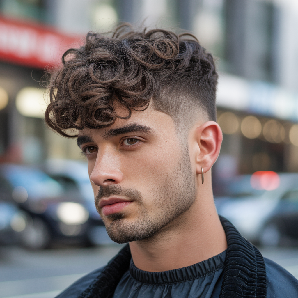layered haircuts for men with curly hair