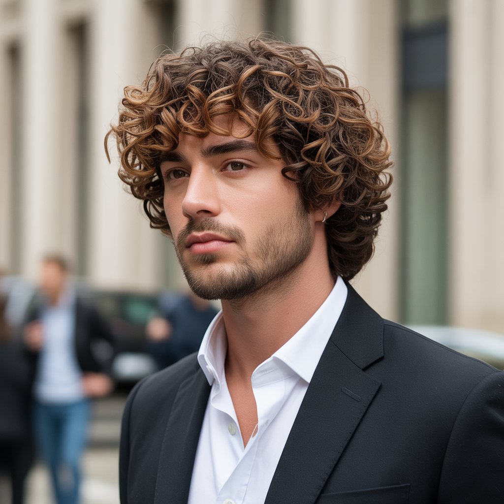 layered haircuts for men with curly hair