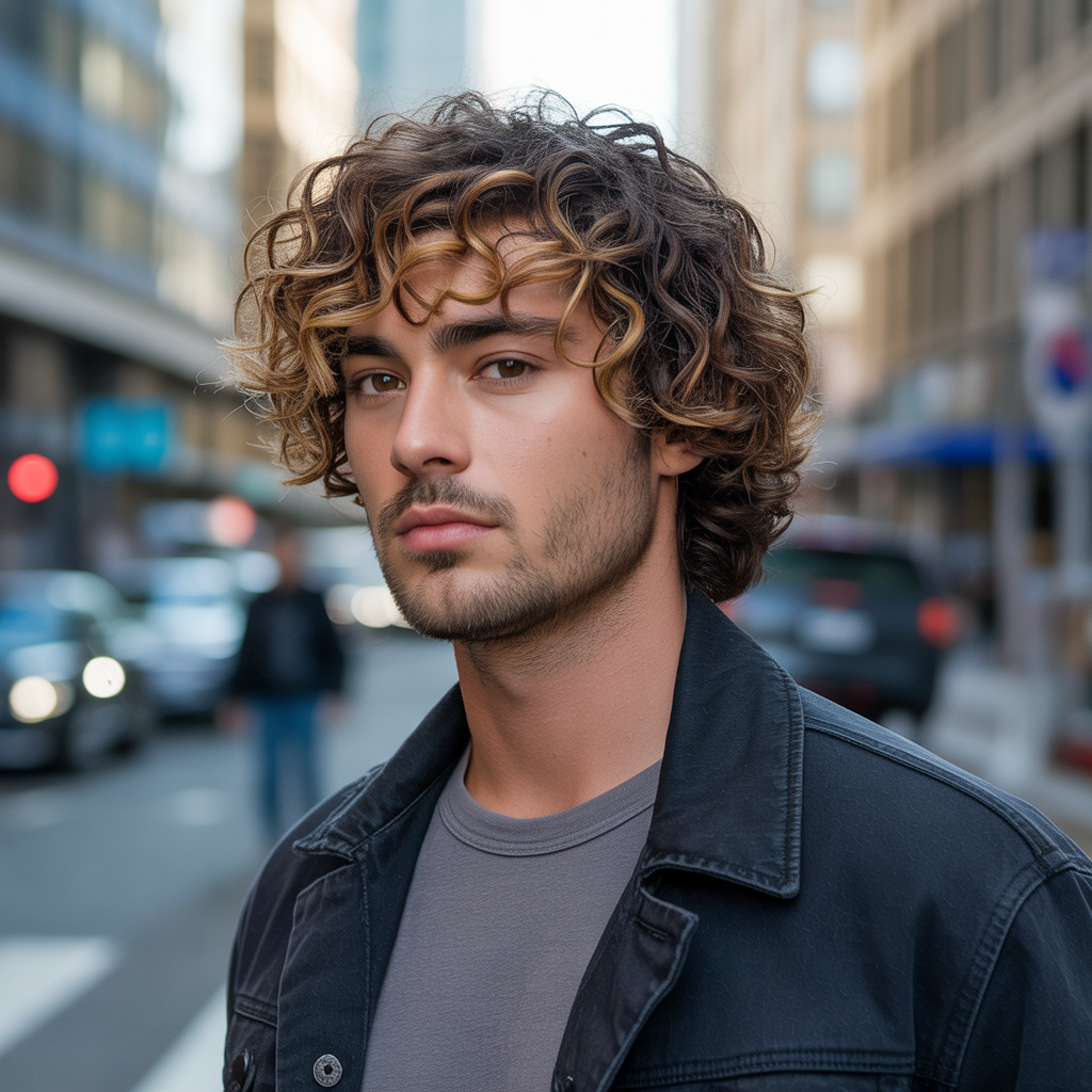 layered haircuts for men with curly hair