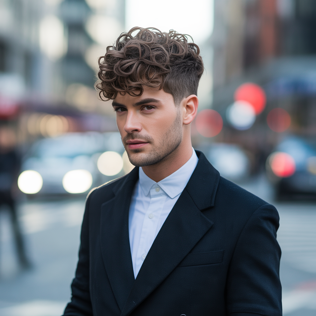 layered haircuts for men with curly hair