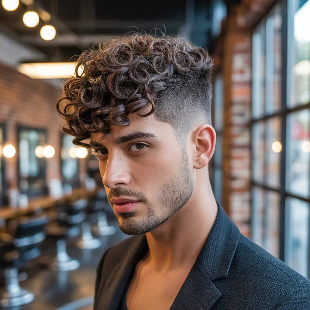 layered haircuts for men with curly hair