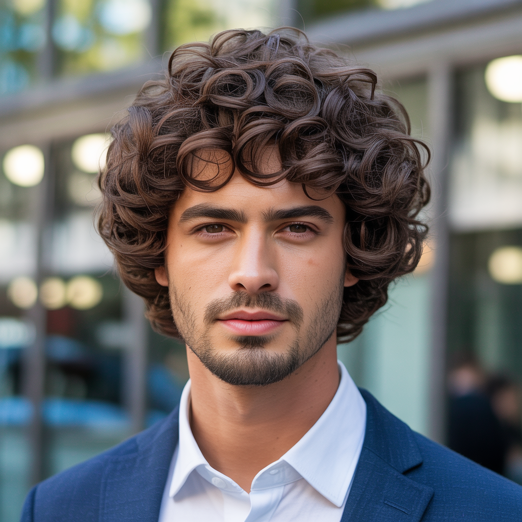 layered haircuts for men with curly hair