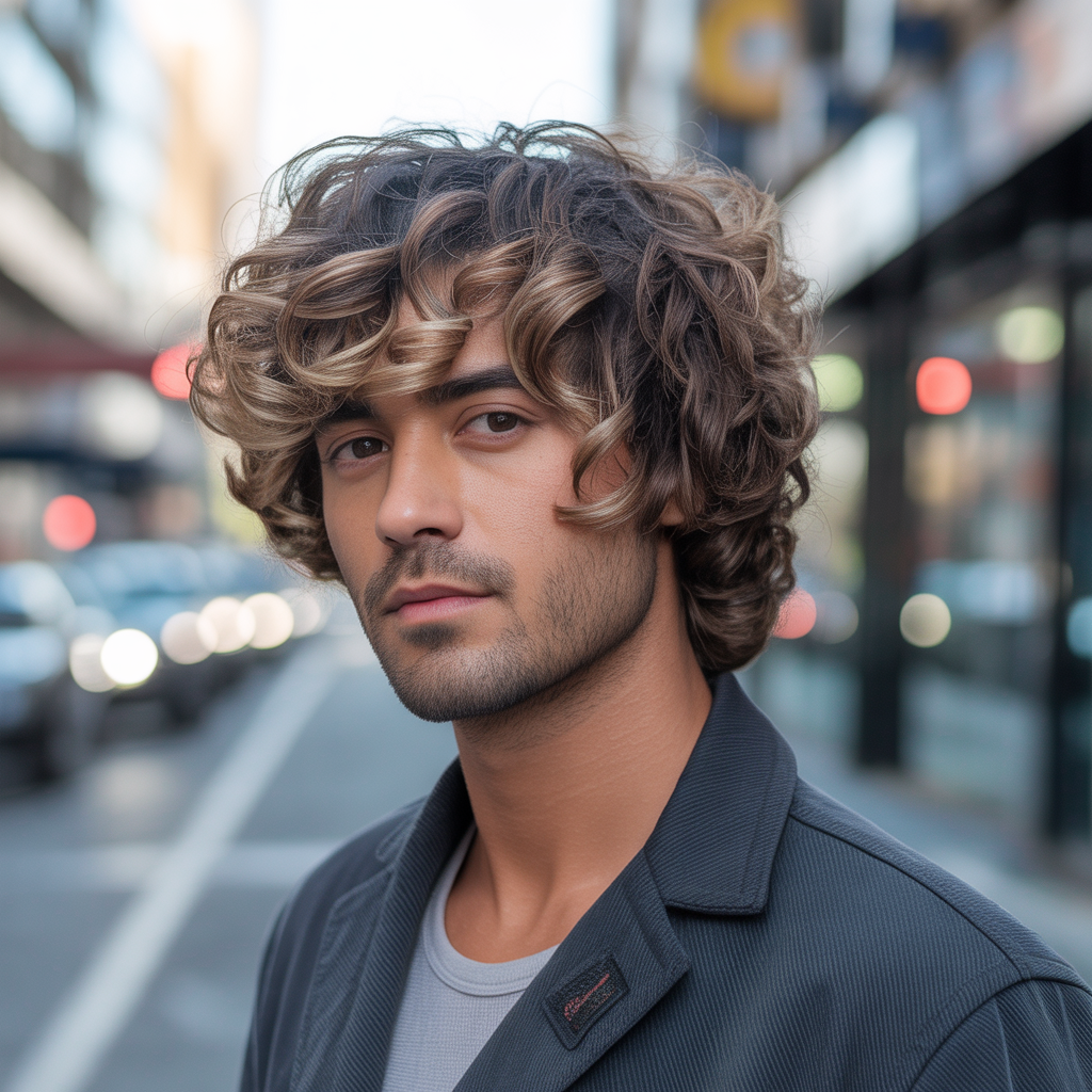 layered haircuts for men with curly hair