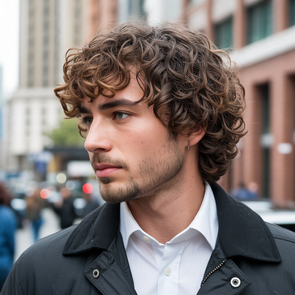 layered haircuts for men with curly hair