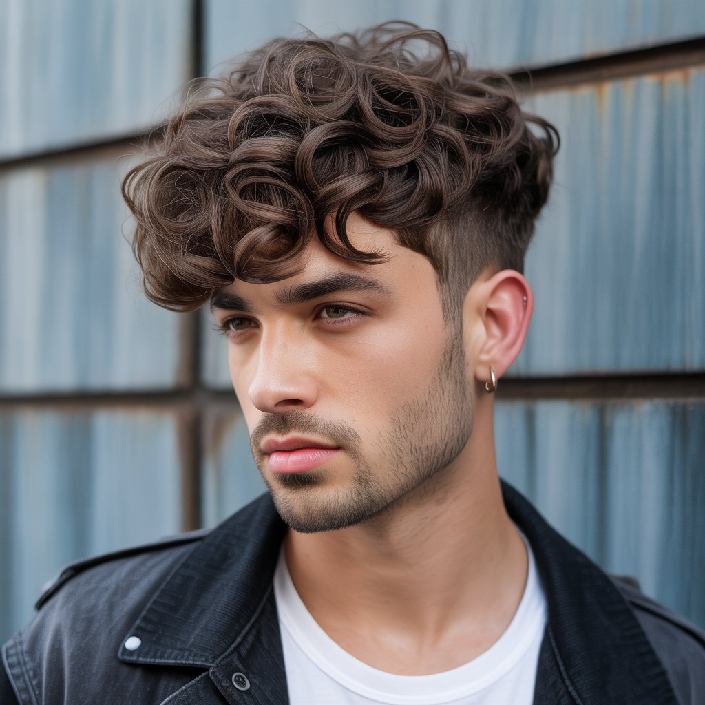 layered haircuts for men with curly hair