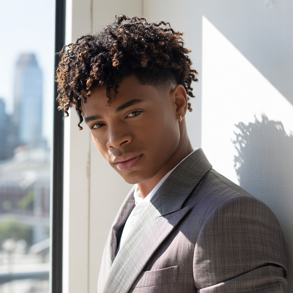 layered haircuts for men with curly hair