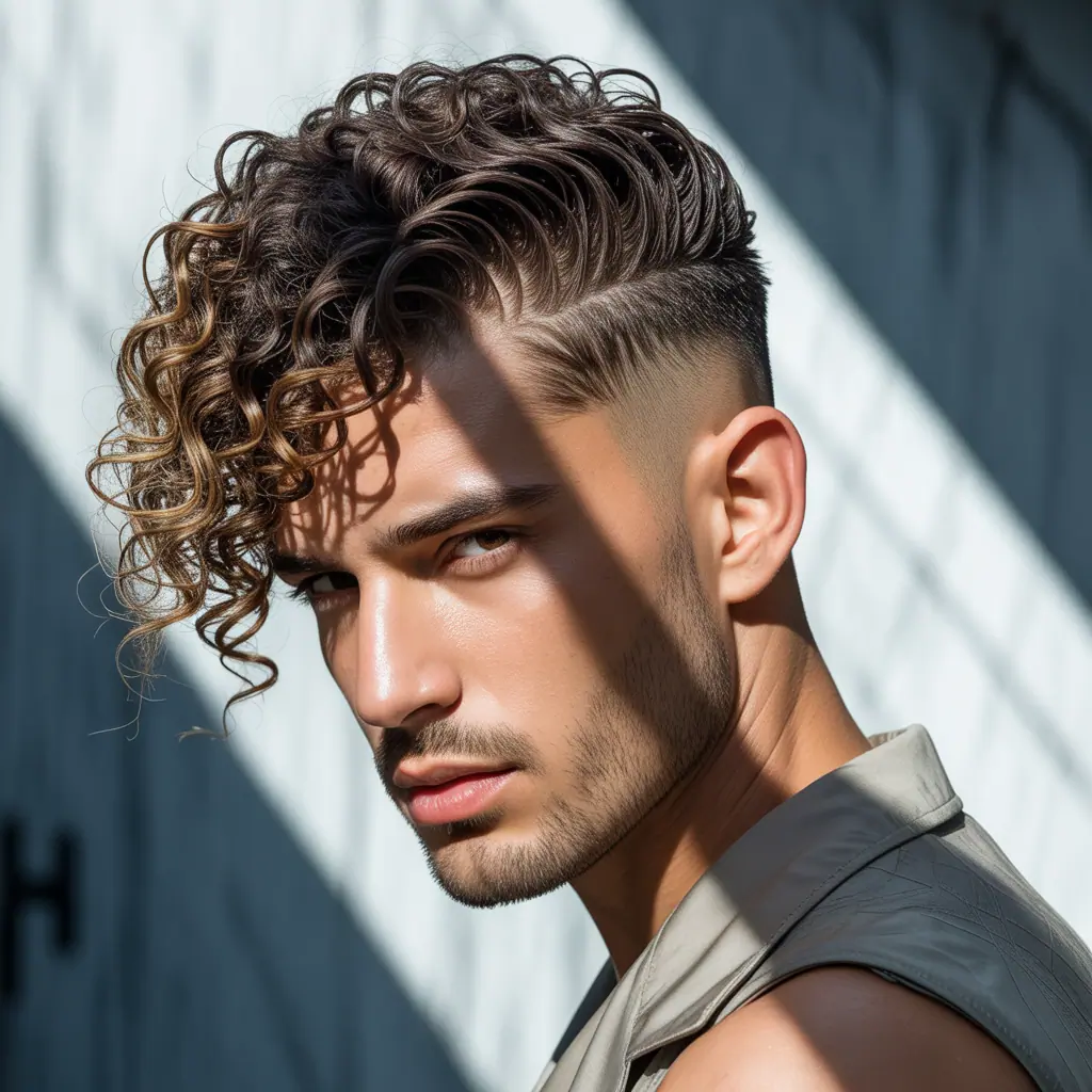 layered haircuts for men with curly hair