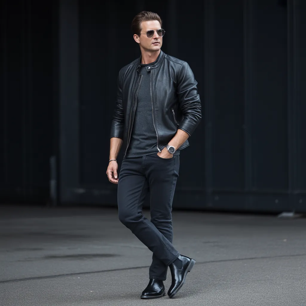 leather jacket outfits for men