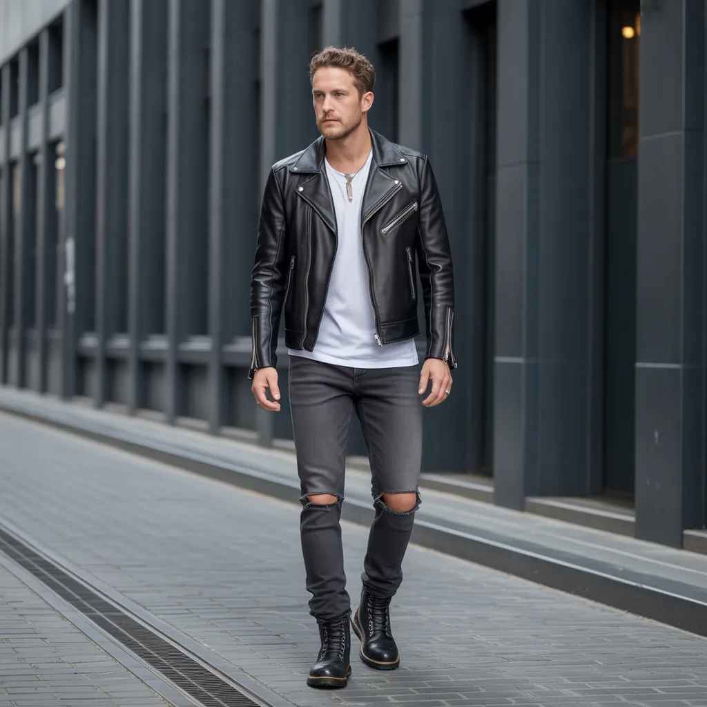 leather jacket outfits for men