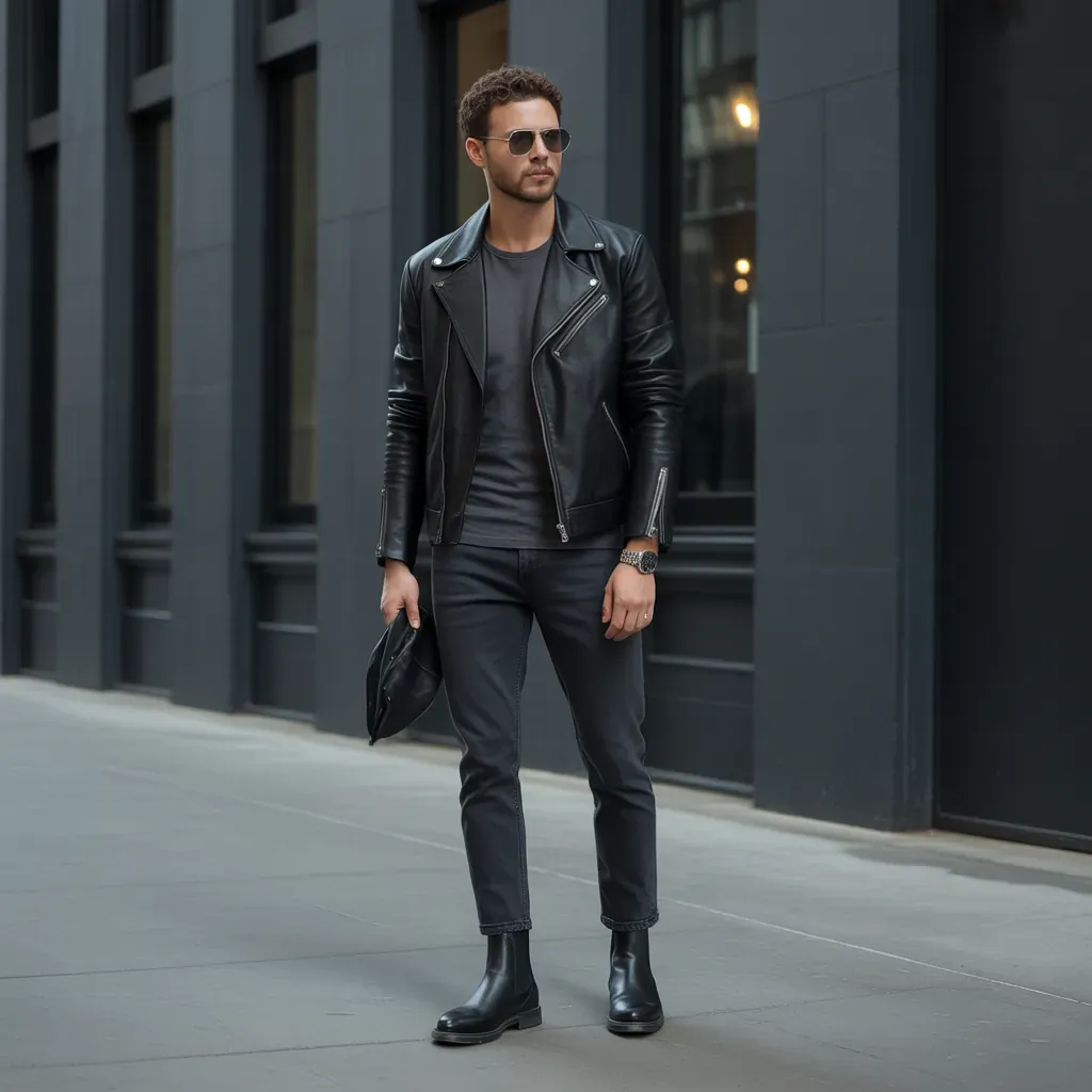 leather jacket outfits for men