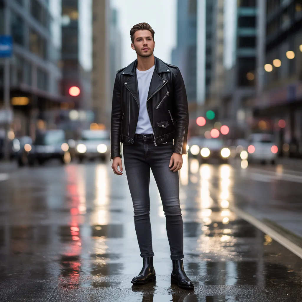 leather jacket outfits for men