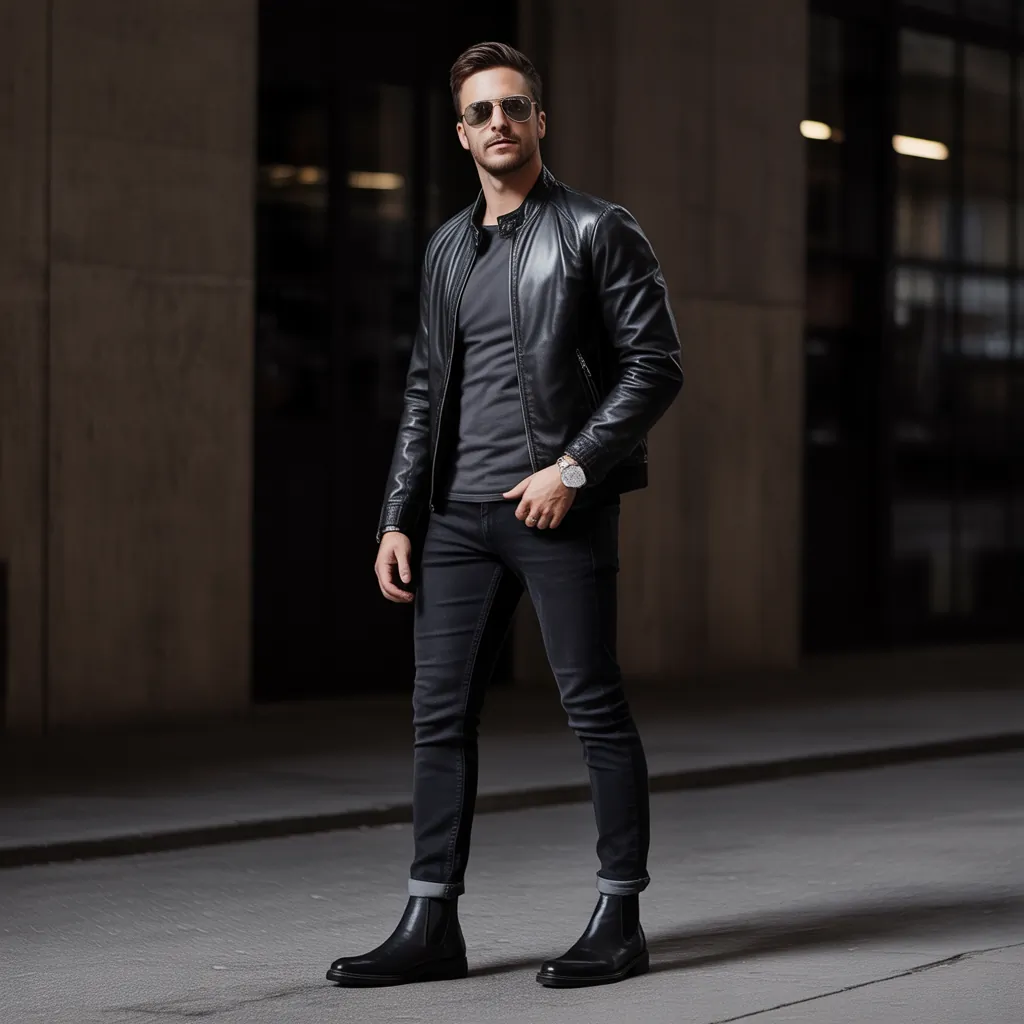 leather jacket outfits for men