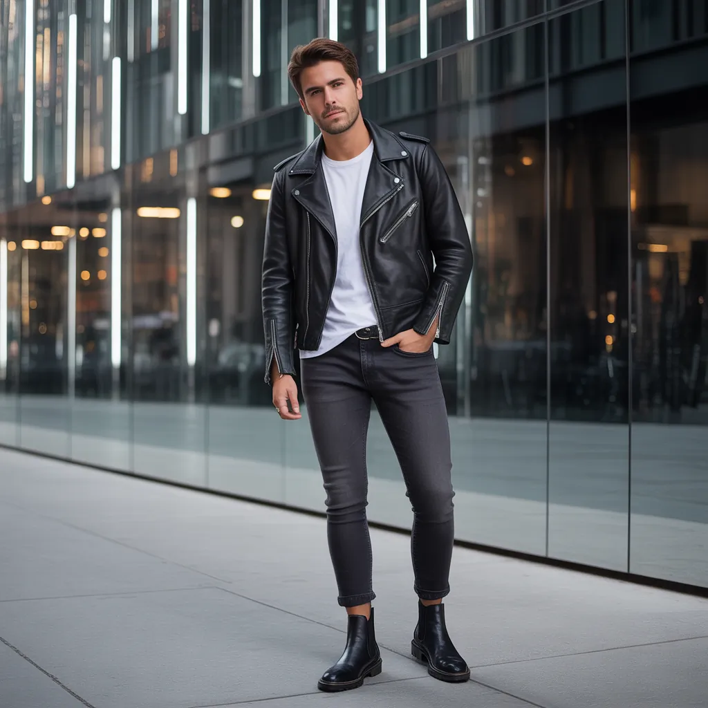 leather jacket outfits for men