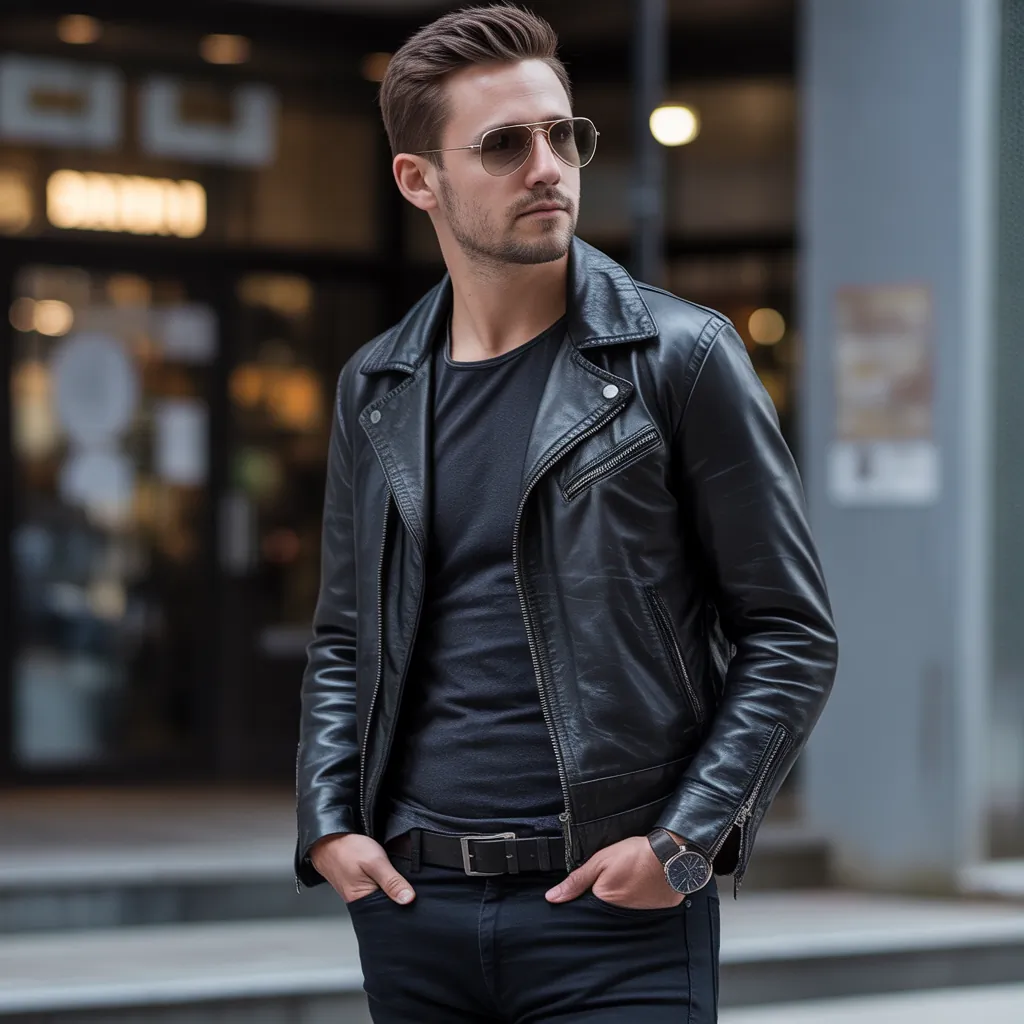 leather jacket outfits for men