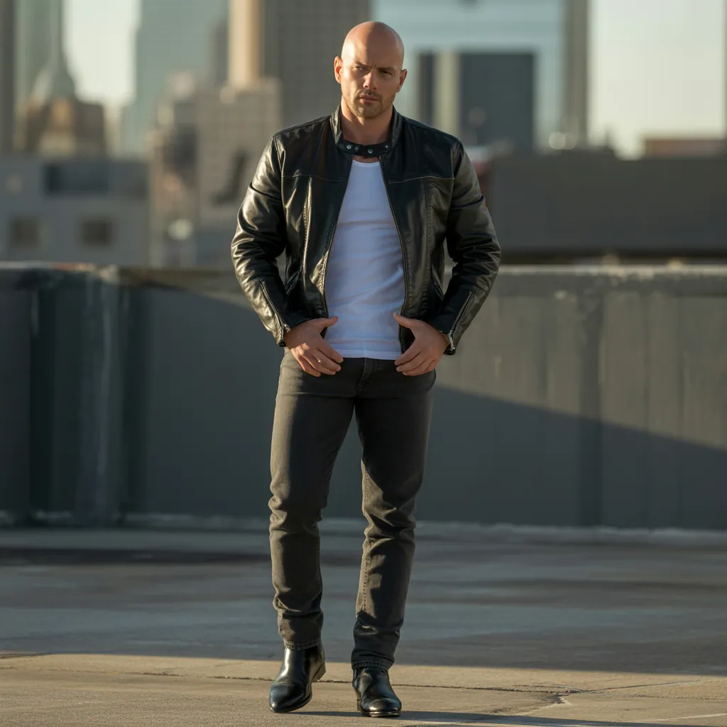 leather jacket outfits for men