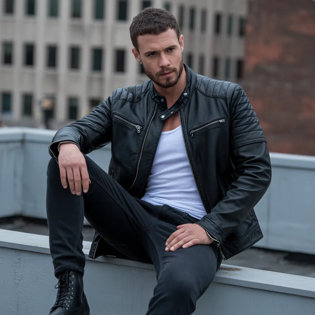 leather jacket outfits for men