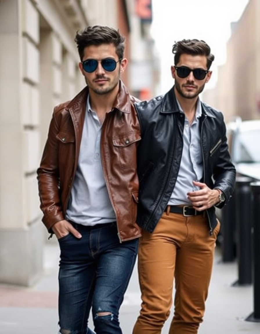 leather jacket outfits for men