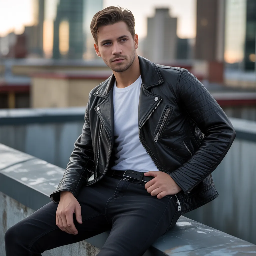 leather jacket outfits for men