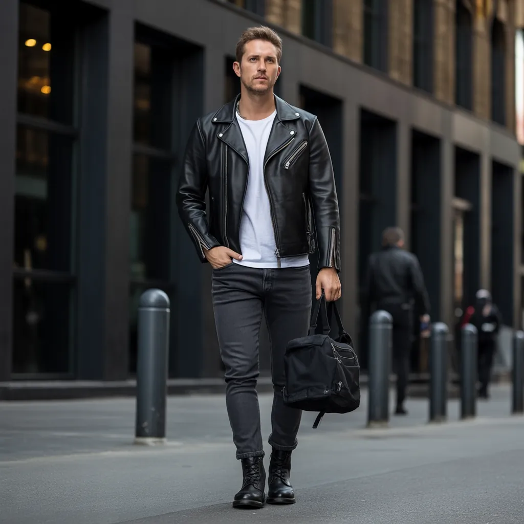 leather jacket outfits for men