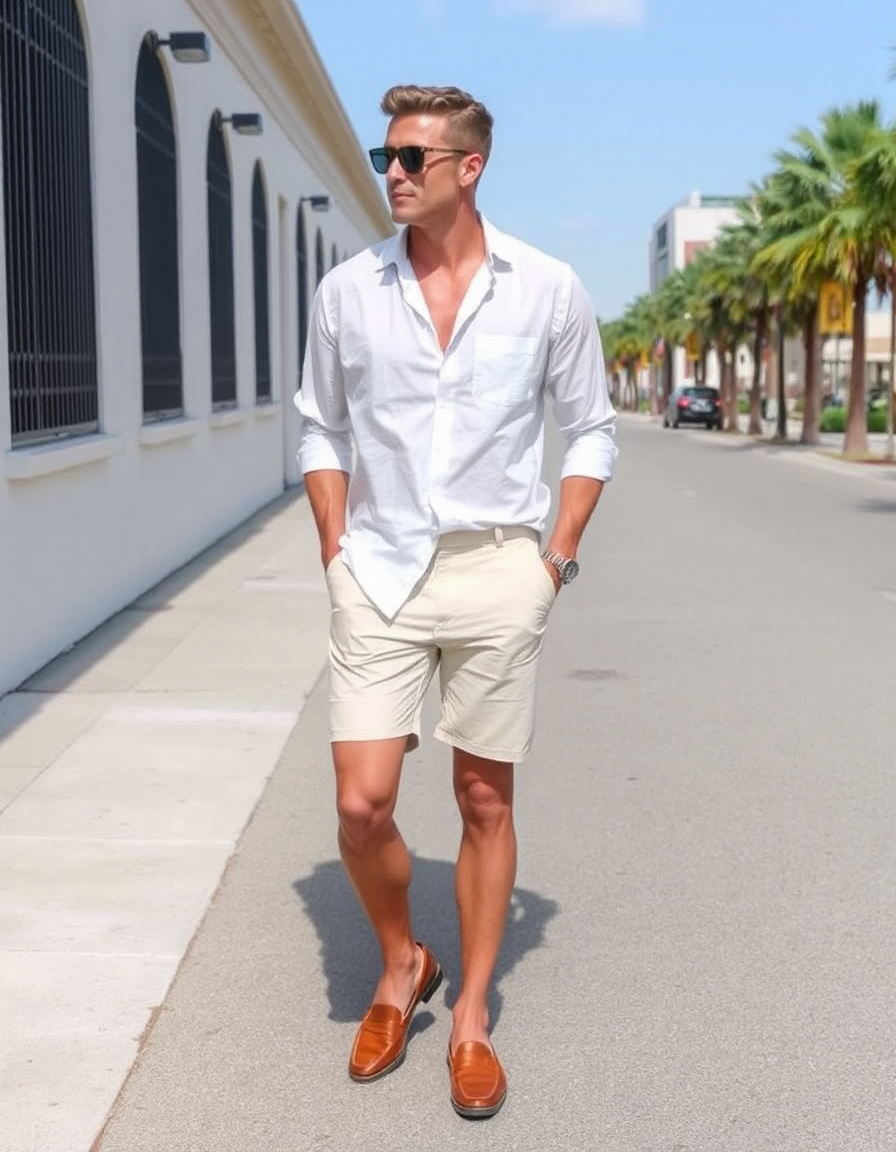 linen shorts men outfits for a chic summer look