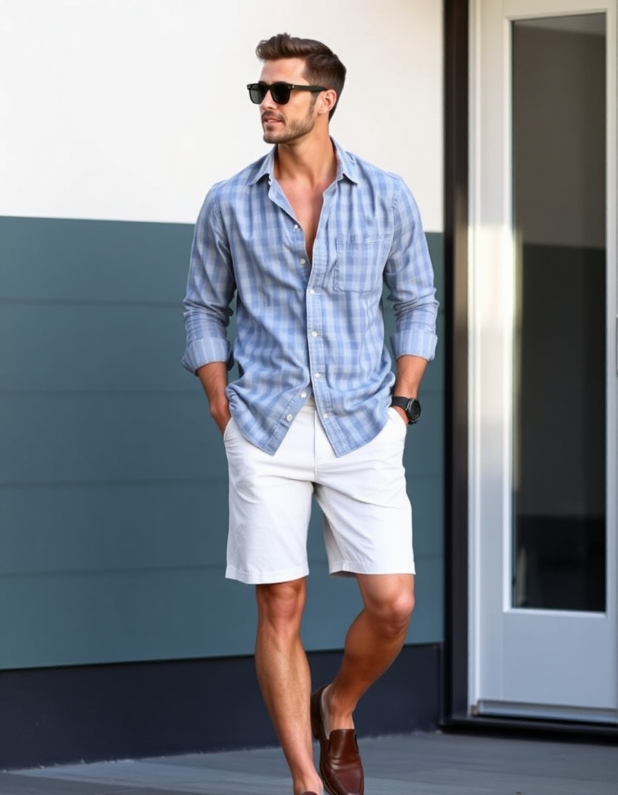 linen shorts men outfits for a chic summer look