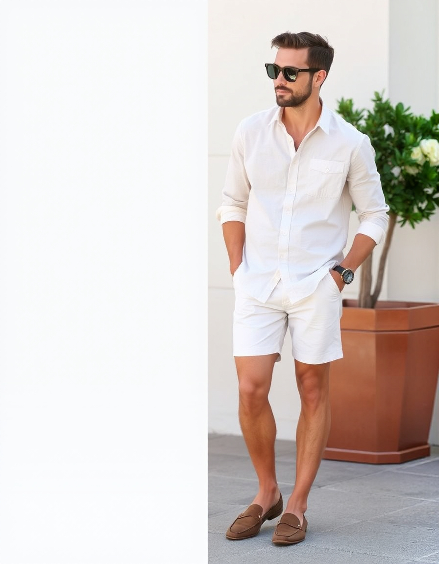linen shorts men outfits for a chic summer look