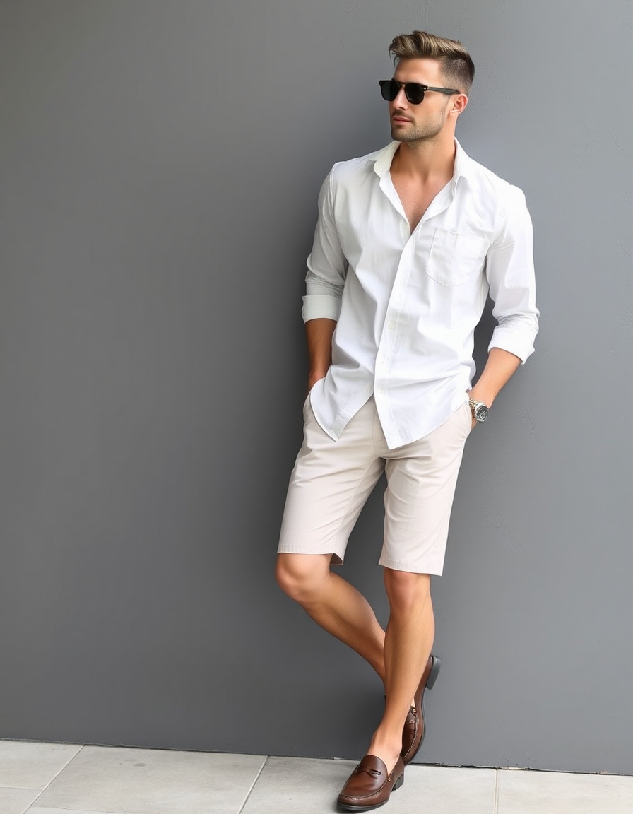 linen shorts men outfits for a chic summer look