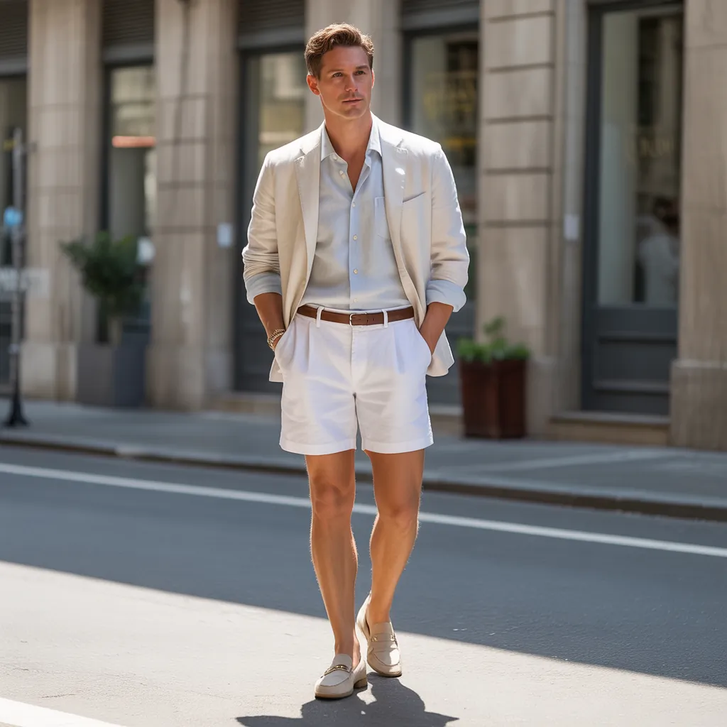 linen shorts men outfits for a chic summer look