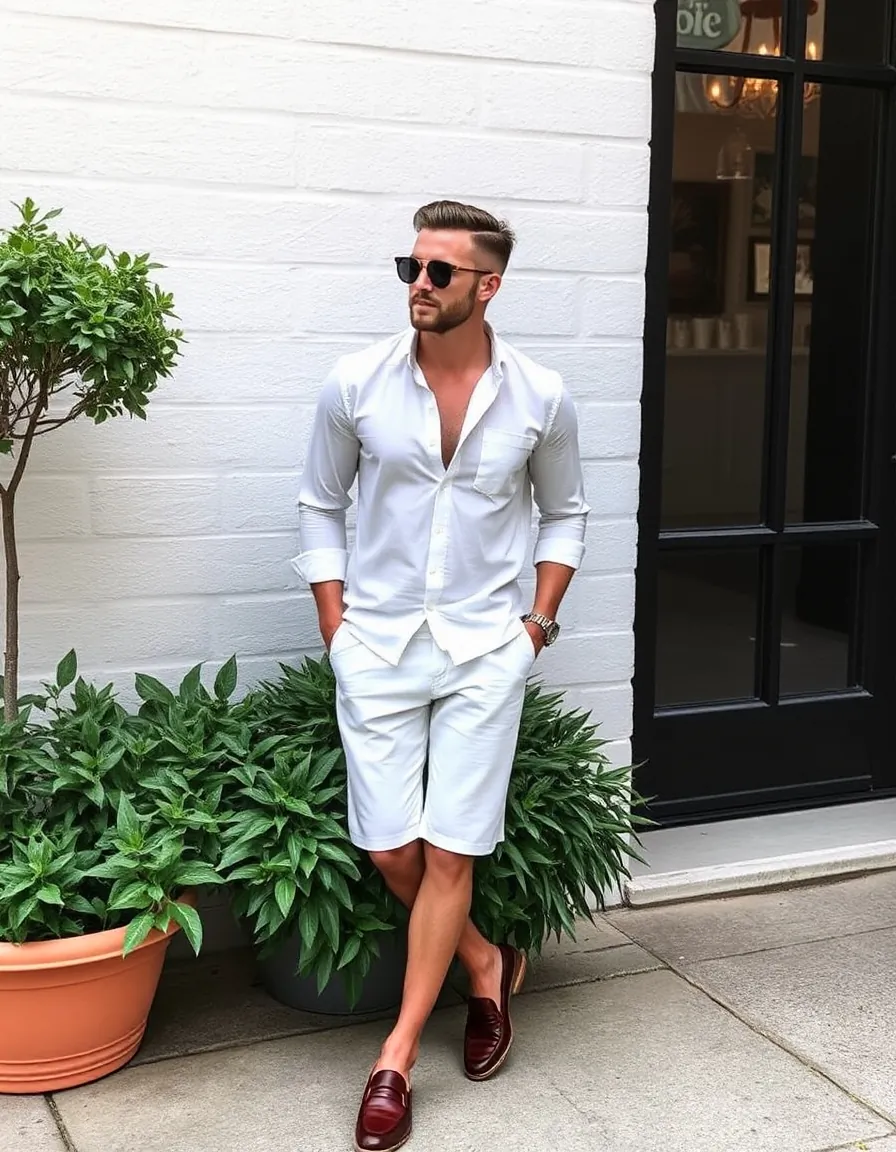 linen shorts men outfits for a chic summer look