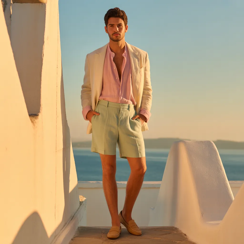 linen shorts men outfits for a chic summer look