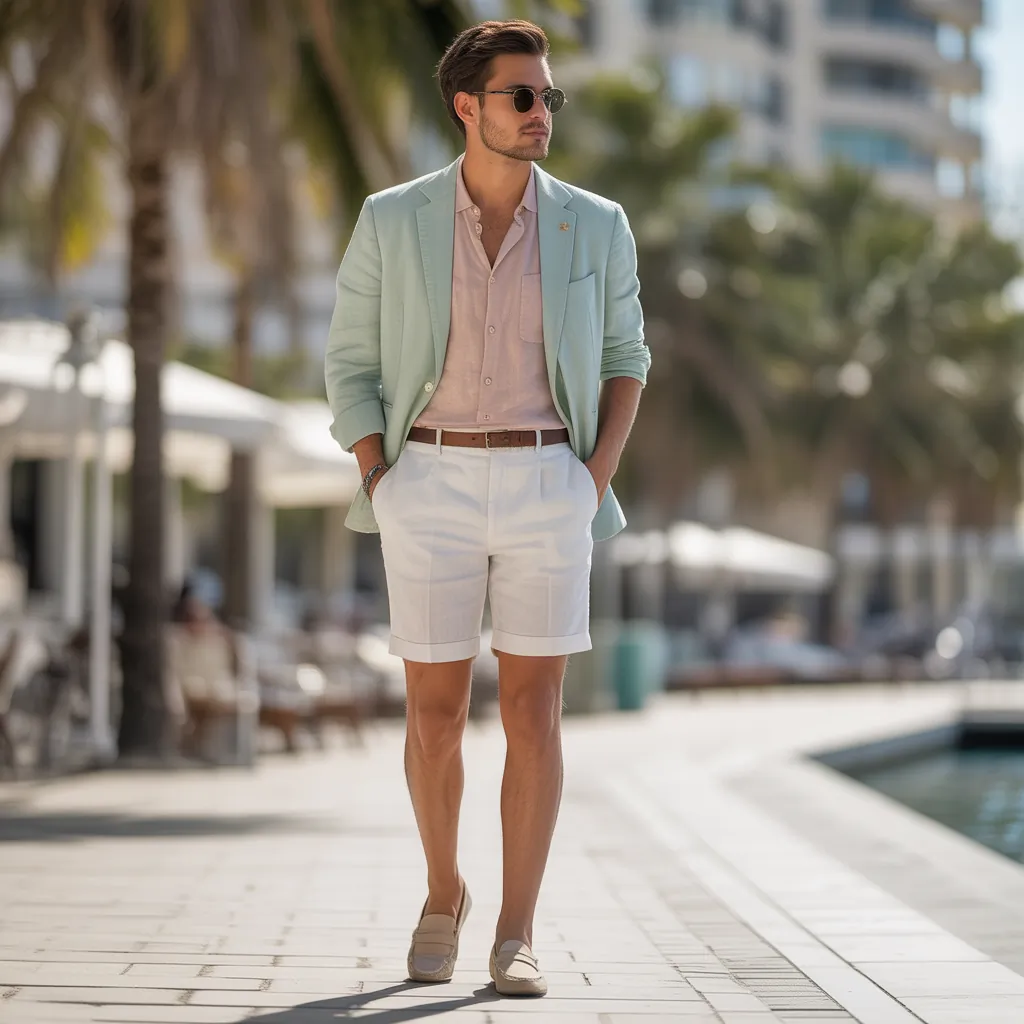 linen shorts men outfits for a chic summer look
