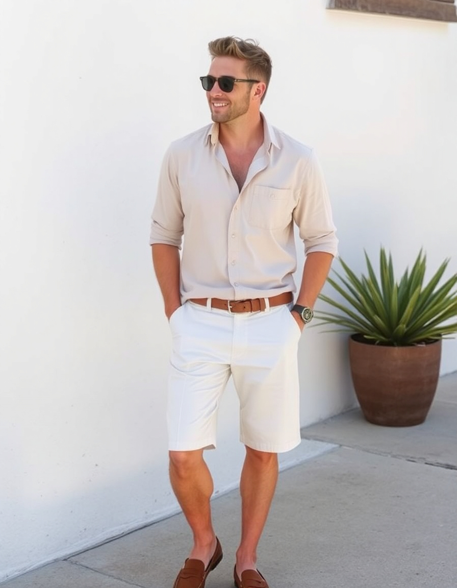 linen shorts men outfits for a chic summer look