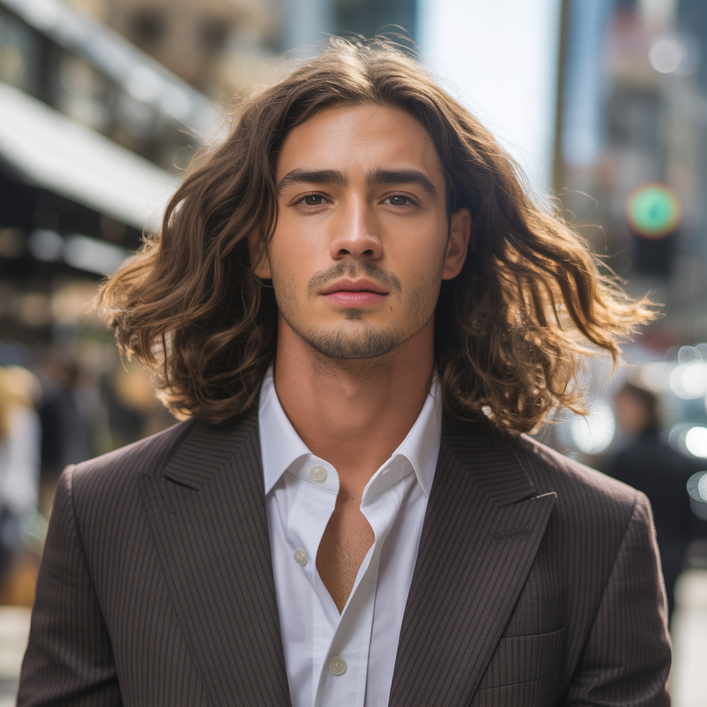 long wavy hairstyles men