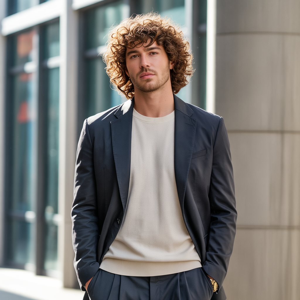 medium curly hair men