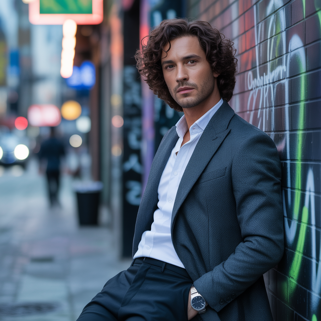 medium curly hair men