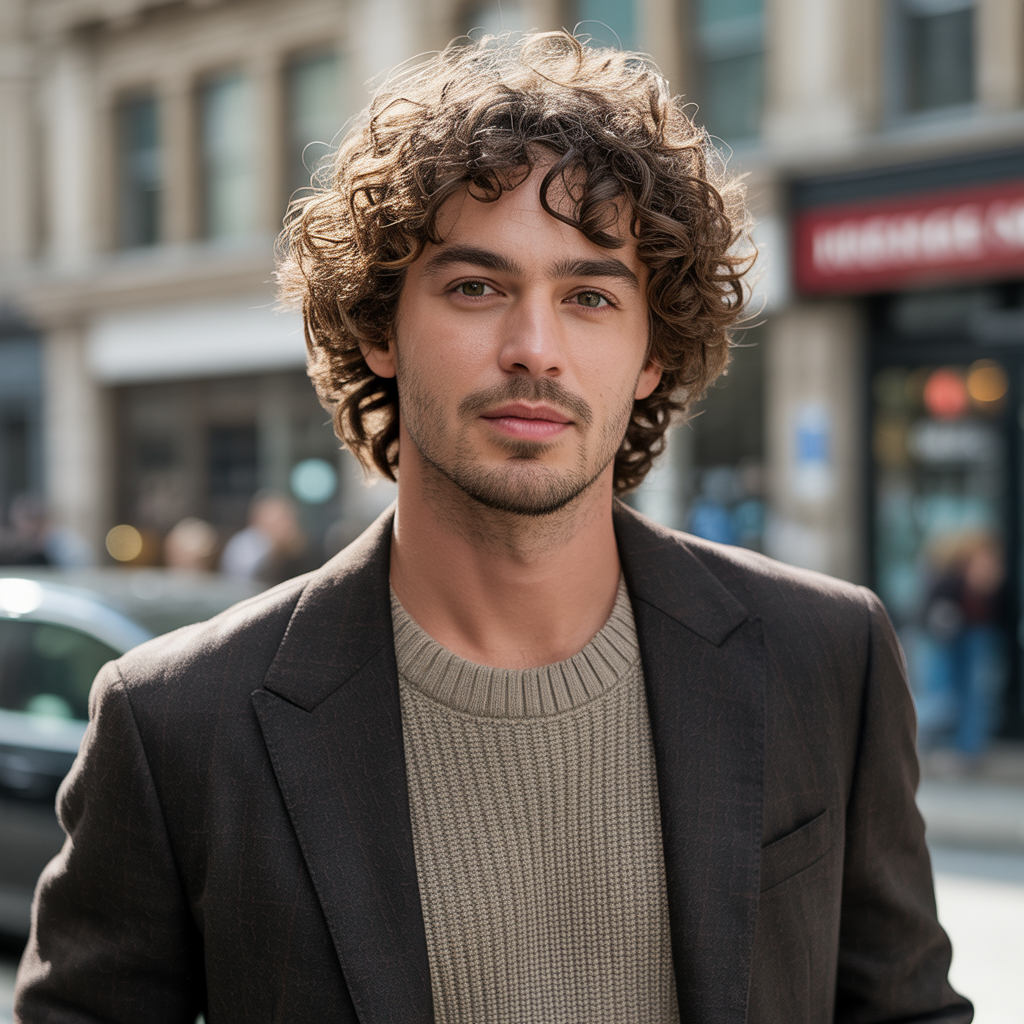 medium curly hair men