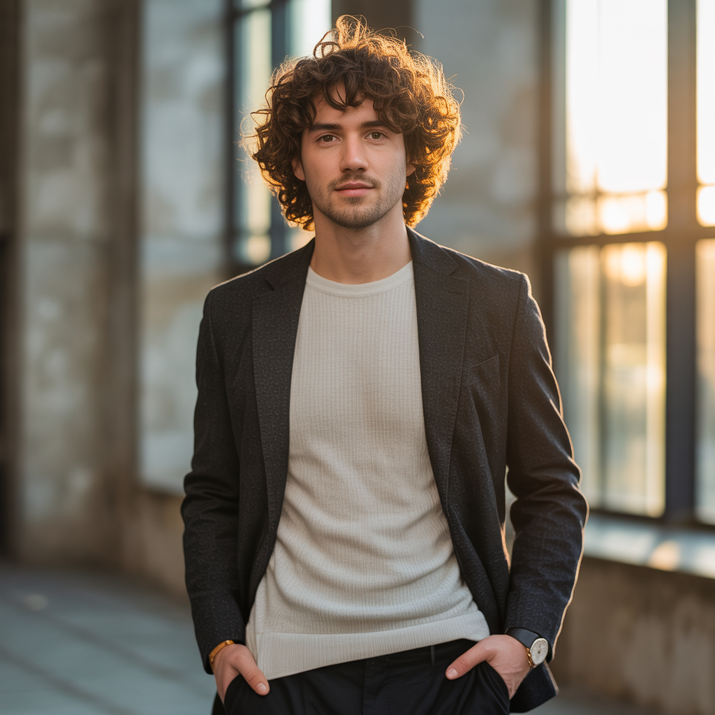 medium curly hair men