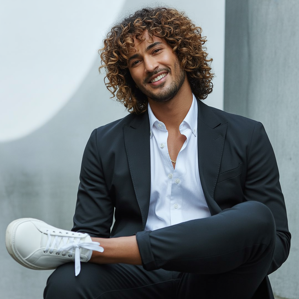 medium curly hair men