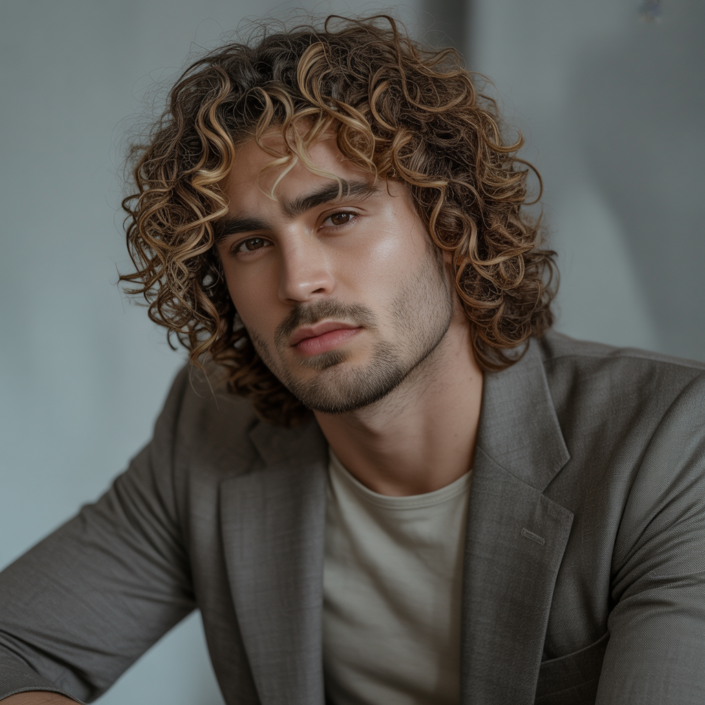 medium curly hair men